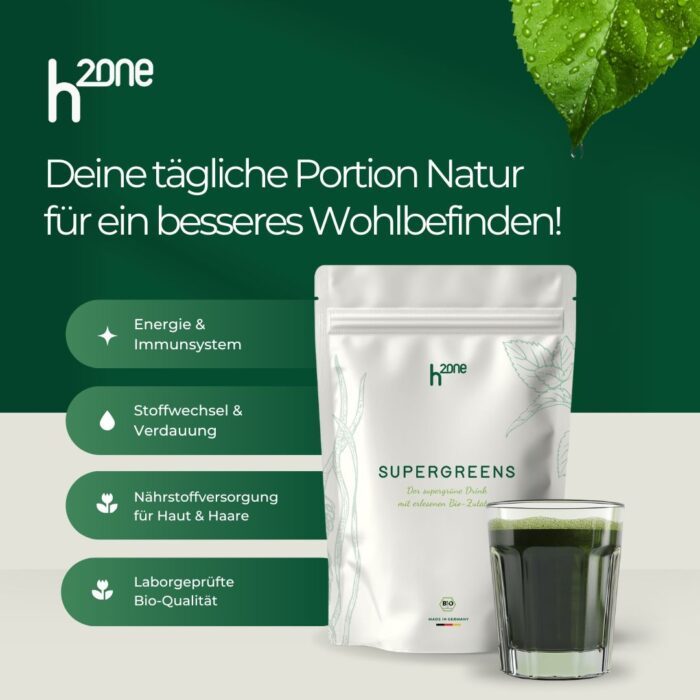 h2one SUPERGREENS — deine tägliche Portion Natur
